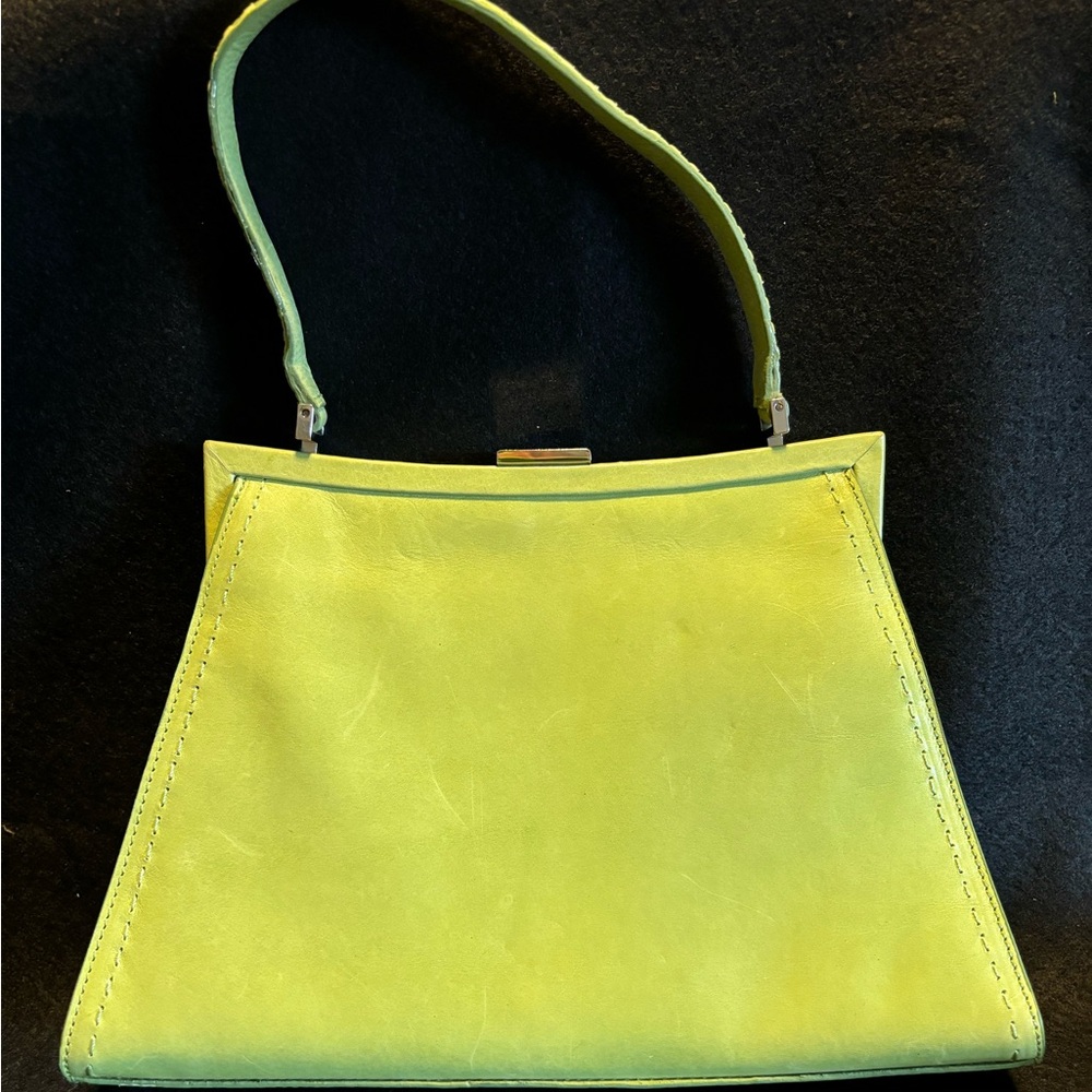 Cole Haan Vintage Leather Kiss Lock Handbag